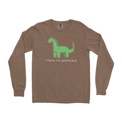 Comfort Colors Long Sleeve Depressed Dino  in Espresso