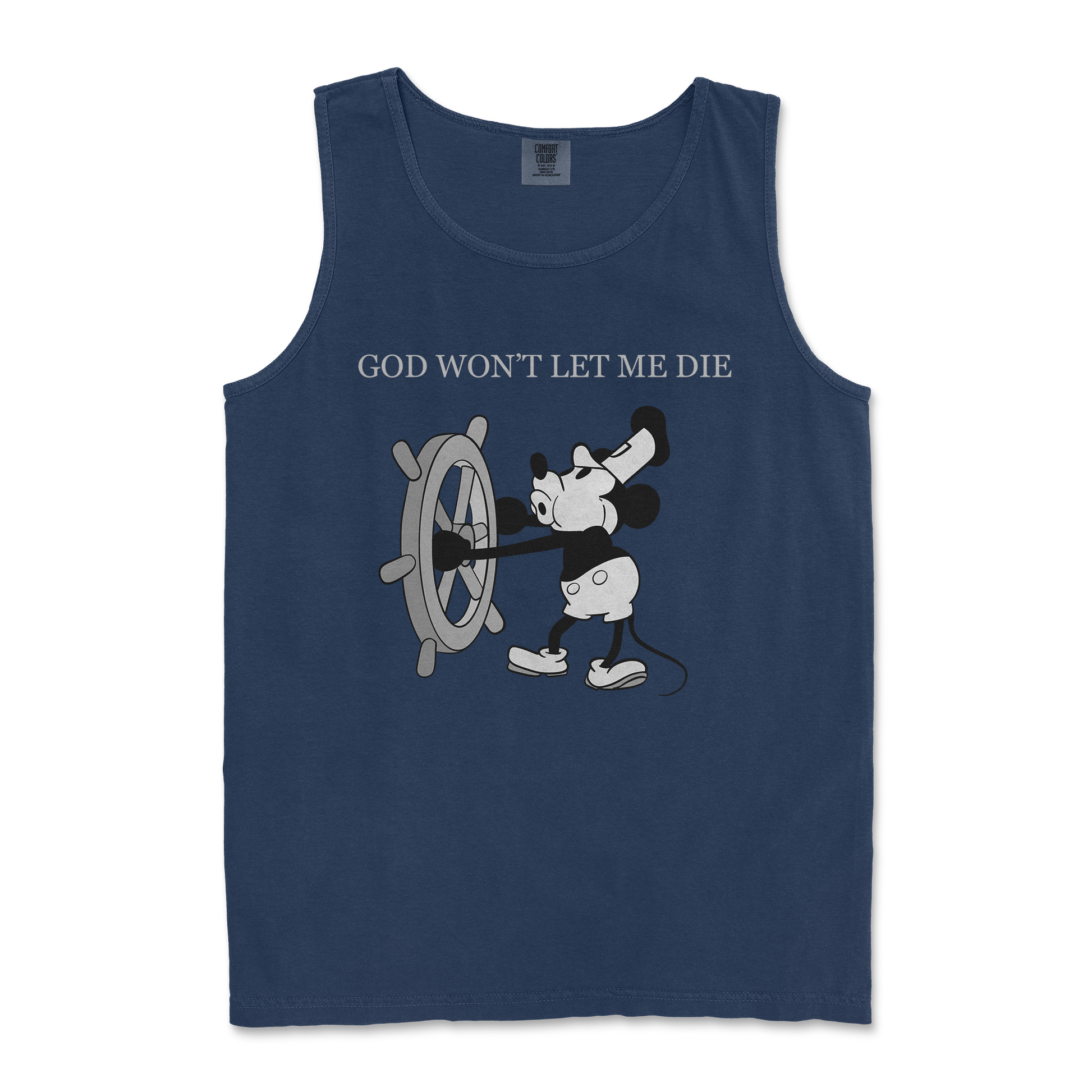 Comfort Colors Tank Top God Wont Let Me Die in TrueNavy