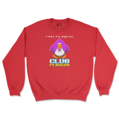 Gildan SoftStyle Crew Neck Club Penguin Wife  in Red