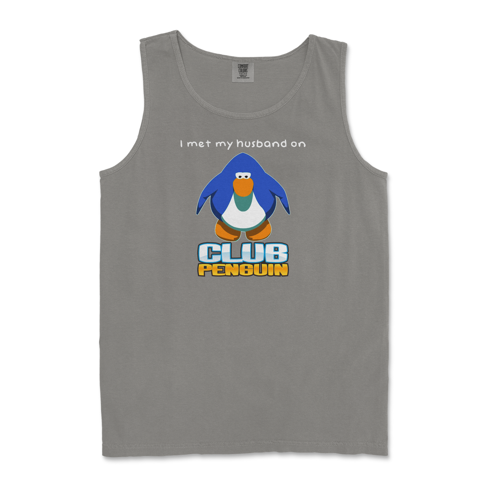 Comfort Colors Tank Top Club Penguin Husband  in Grey