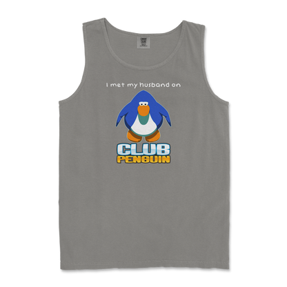 Comfort Colors Tank Top Club Penguin Husband  in Grey