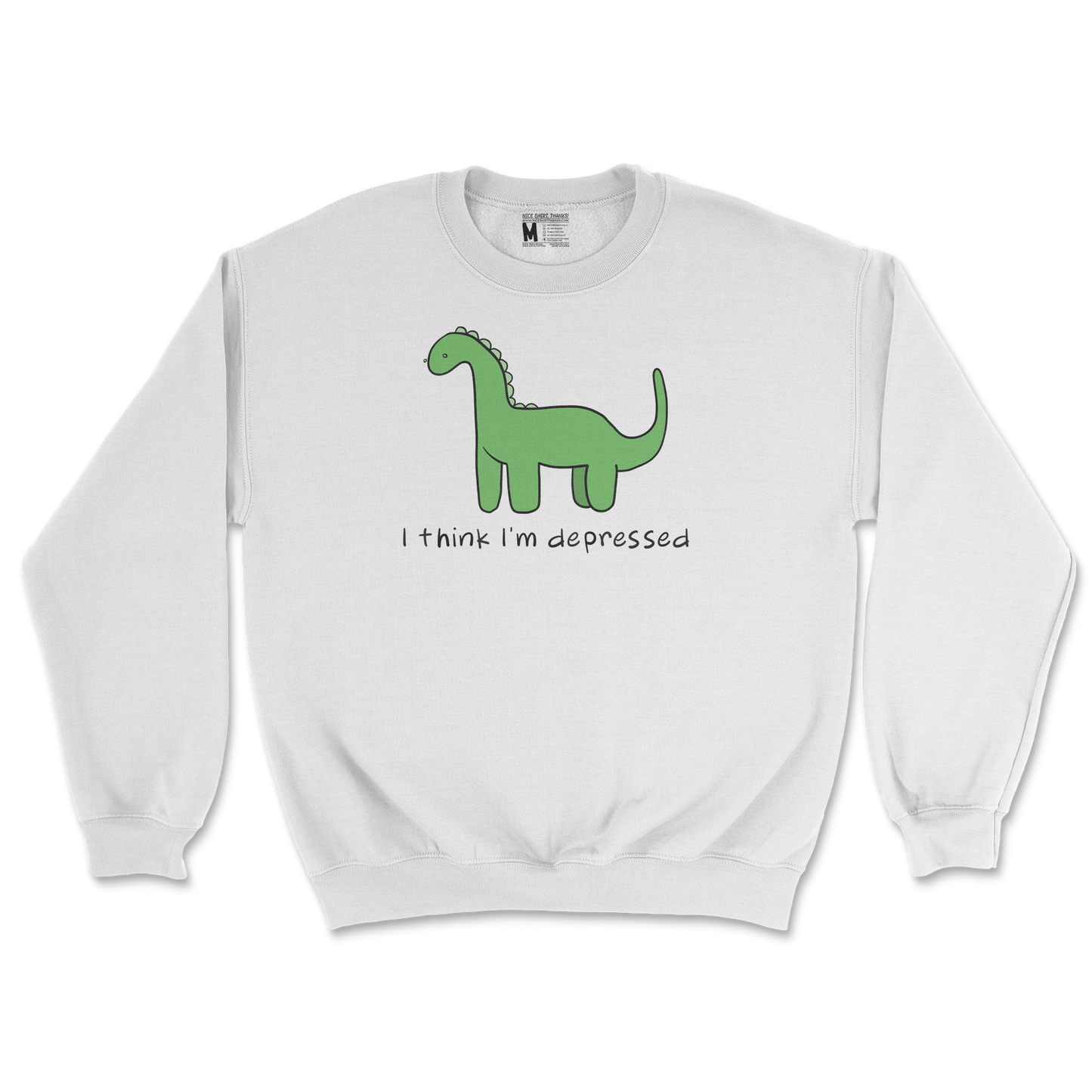 Gildan SoftStyle Crew Neck Depressed Dino  in White