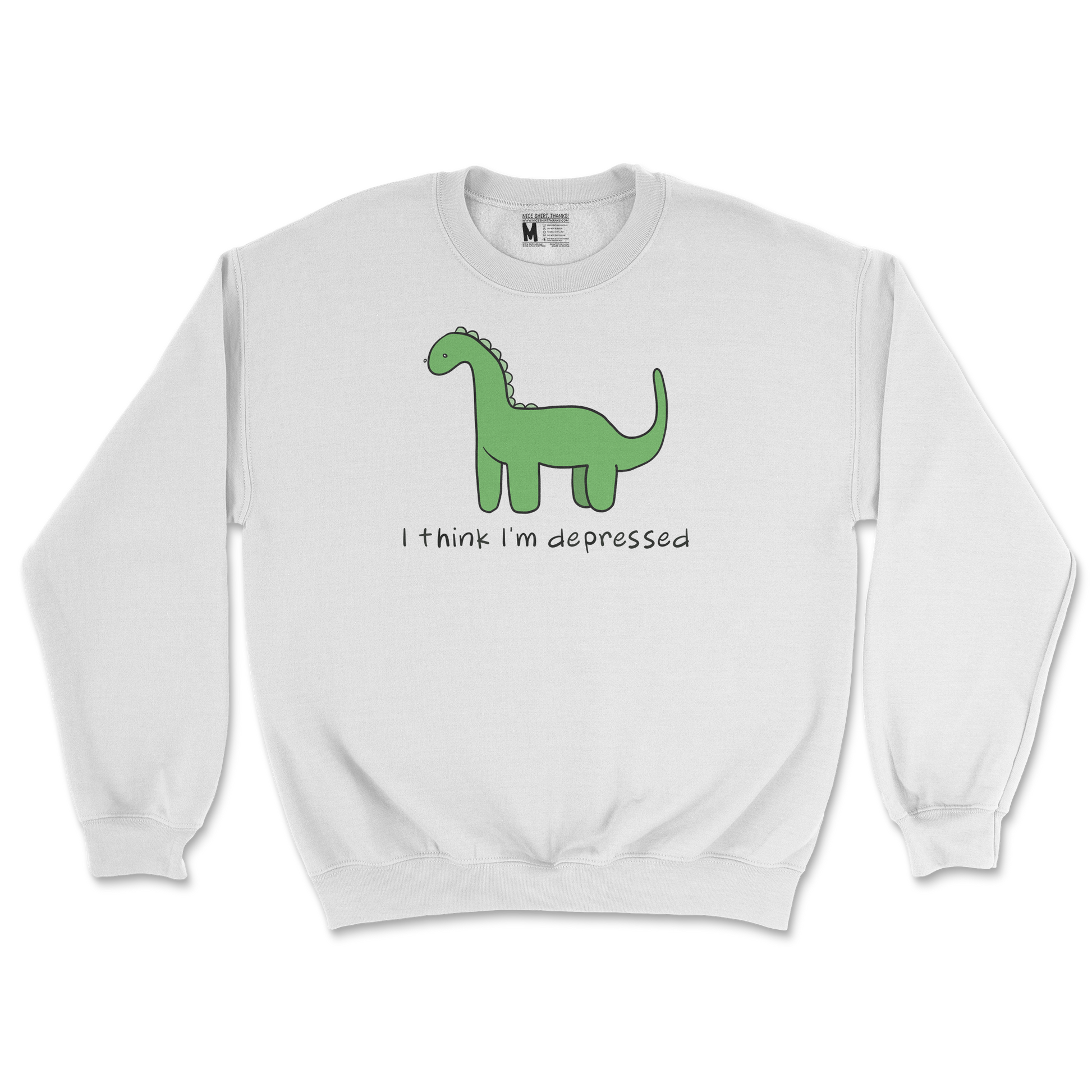 Gildan SoftStyle Crew Neck Depressed Dino  in White