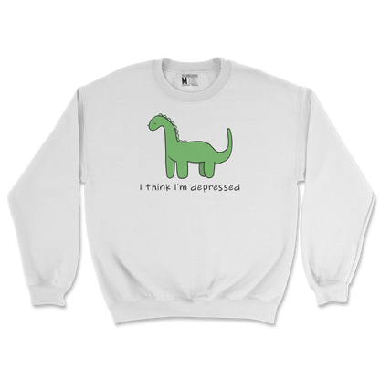 Gildan SoftStyle Crew Neck Depressed Dino  in White