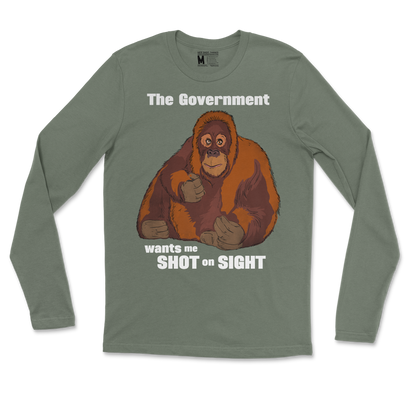 Gildan SoftStyle Long Sleeve The Government Hates Me  in Military-Green