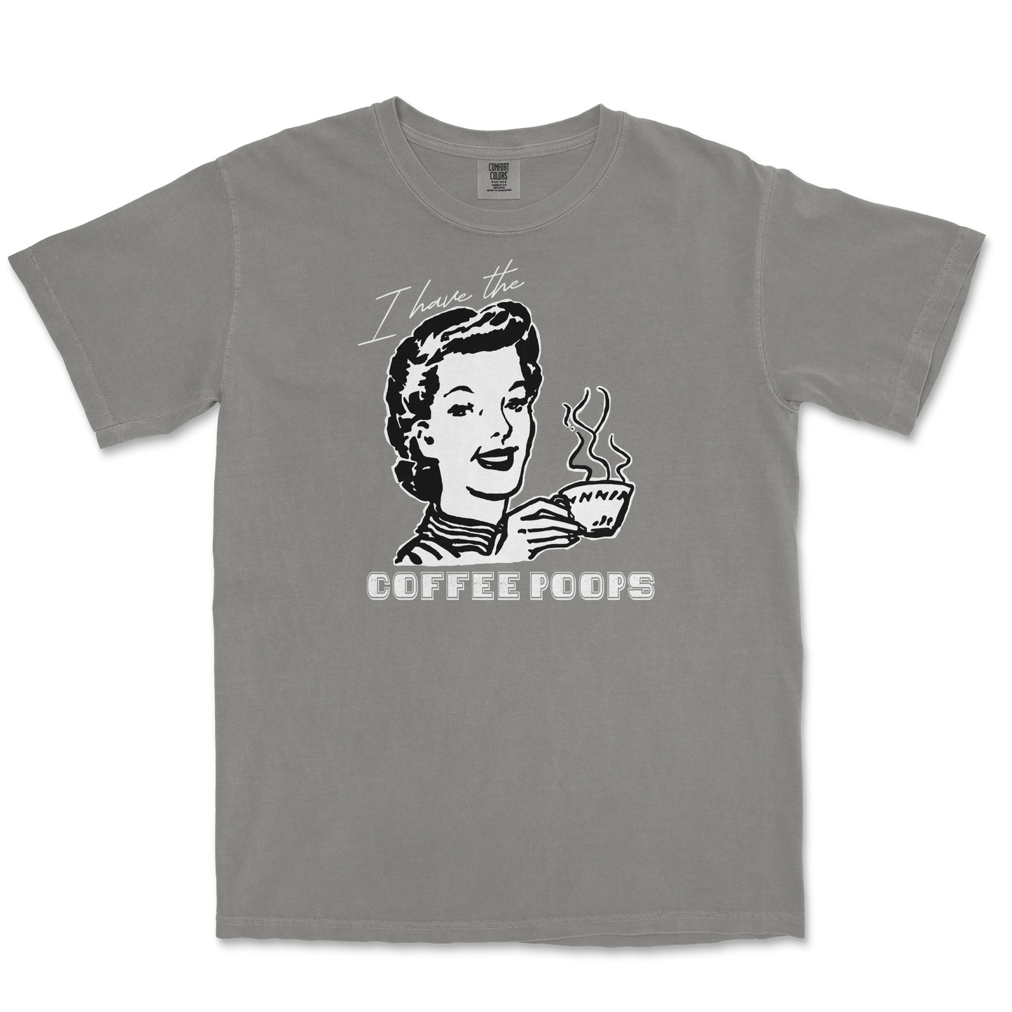 Comfort Colors T-Shirt Coffee Poops  in Grey