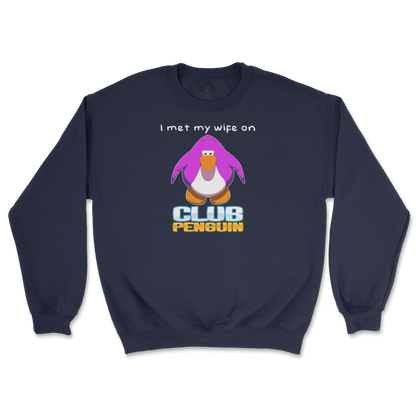 Gildan SoftStyle Crew Neck Club Penguin Wife  in Navy