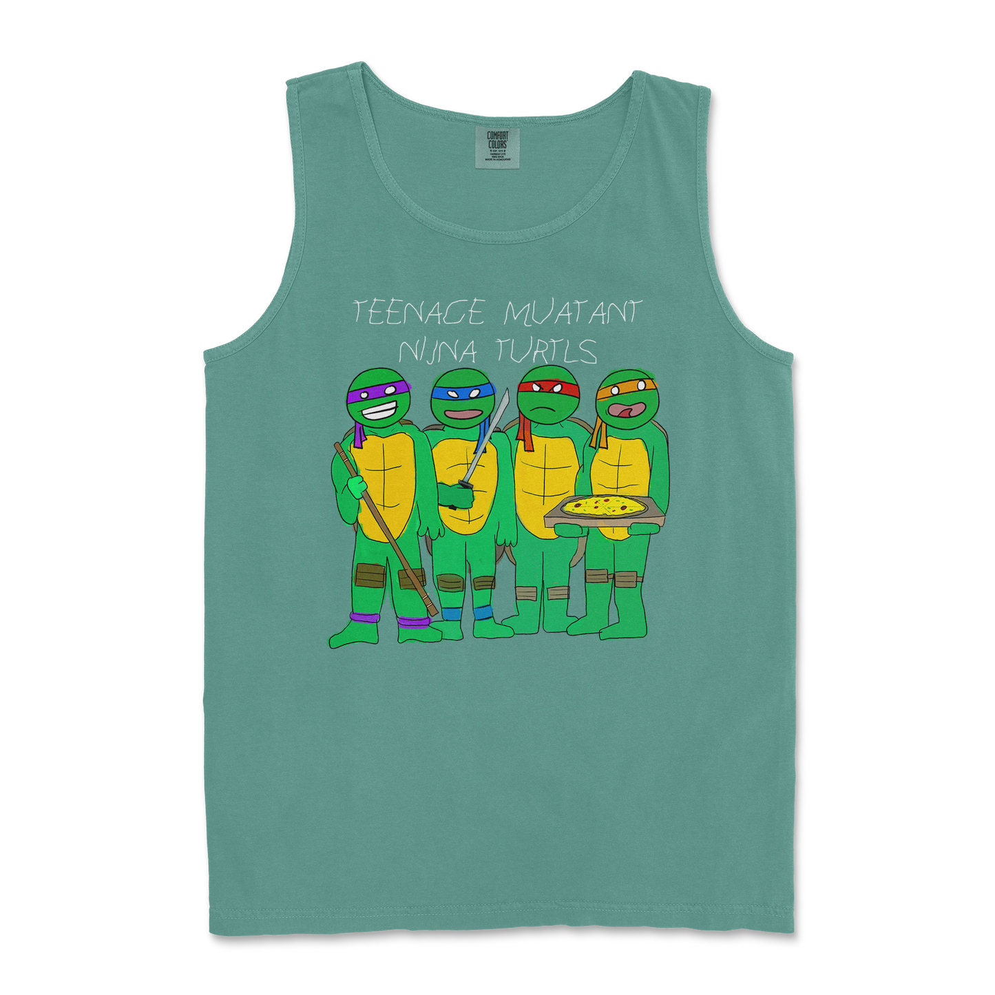 Comfort Colors Tank Top Ninja Turtles in LightGreen