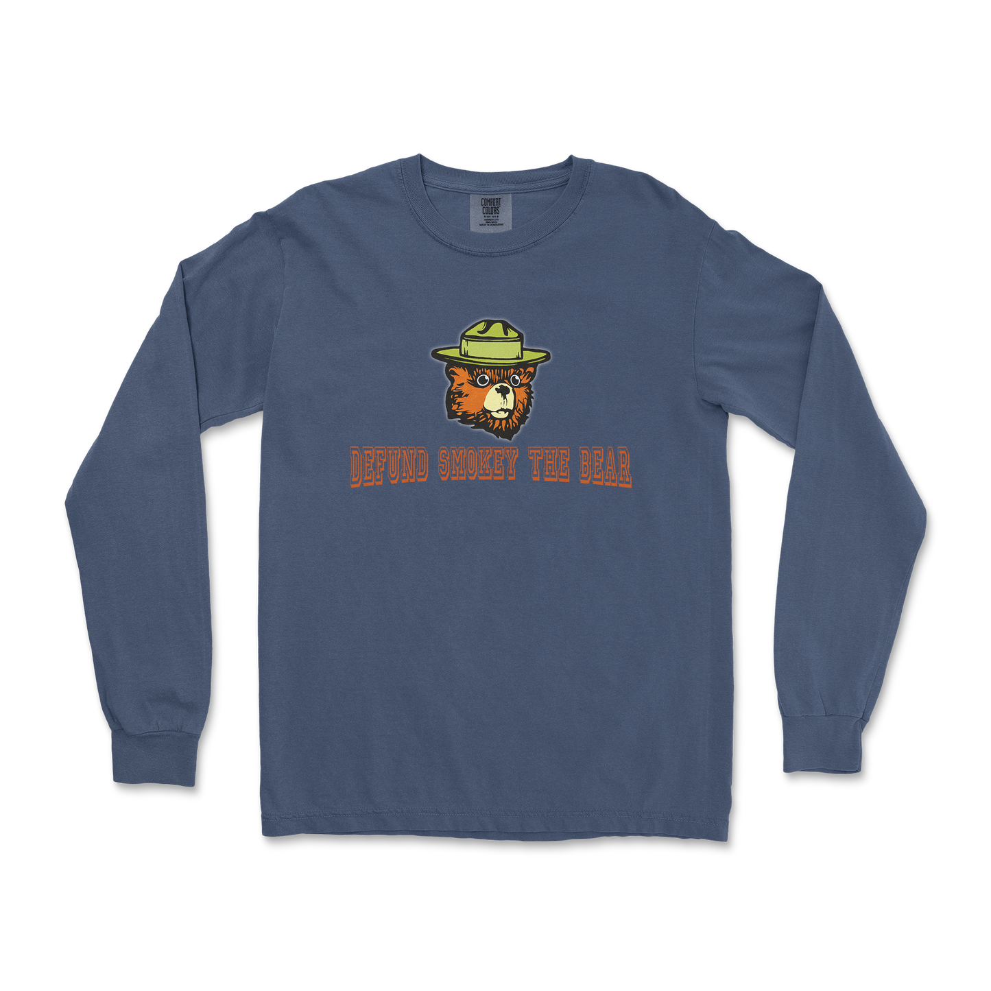 Comfort Colors Long Sleeve Defund Smokey Bear in Midnight
