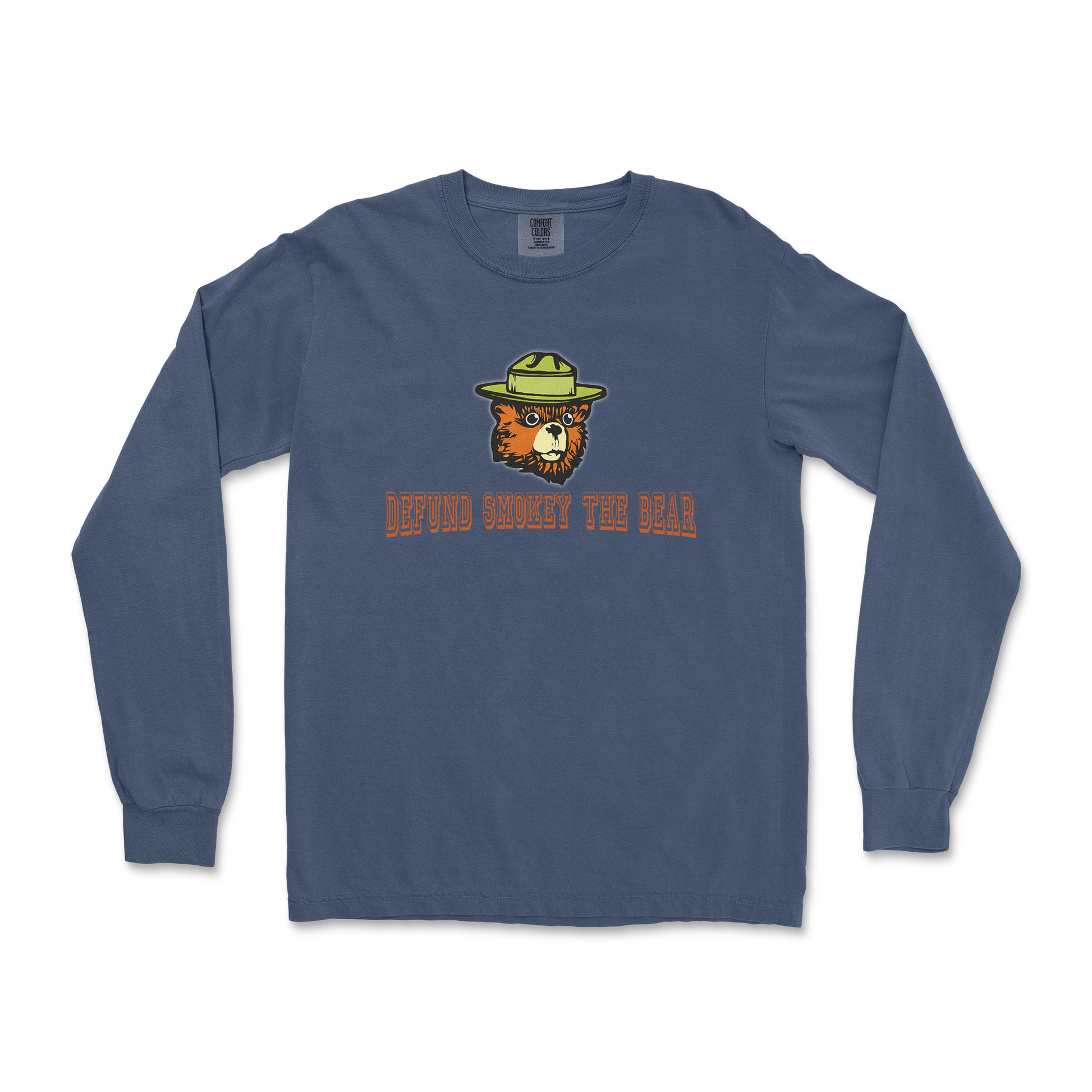 Comfort Colors Long Sleeve Defund Smokey Bear in Midnight