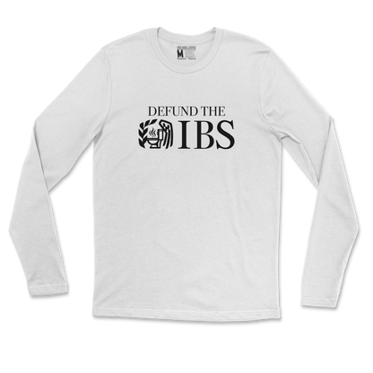 Gildan SoftStyle Long Sleeve Defund The IBS in White