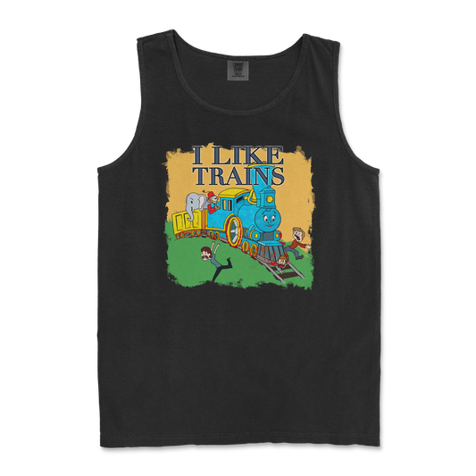 Comfort Colors Tank Top I Like Trains in Black
