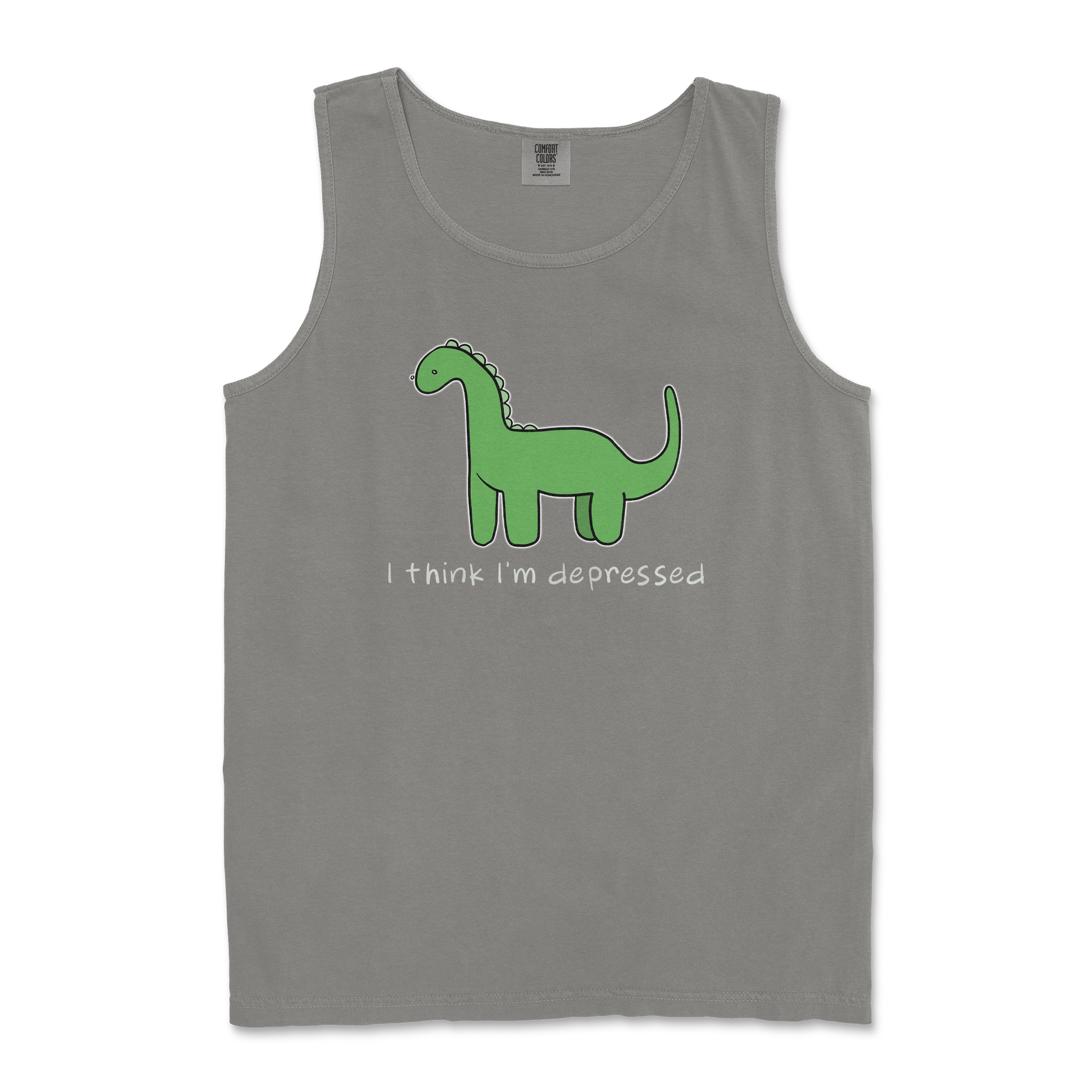 Comfort Colors Tank Top Depressed Dino  in Grey