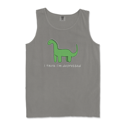 Comfort Colors Tank Top Depressed Dino  in Grey