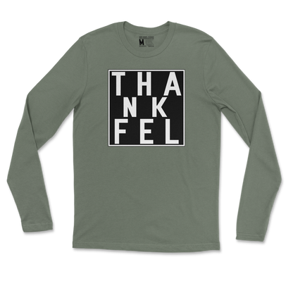 Gildan SoftStyle Long Sleeve THANKFEL in Military-Green