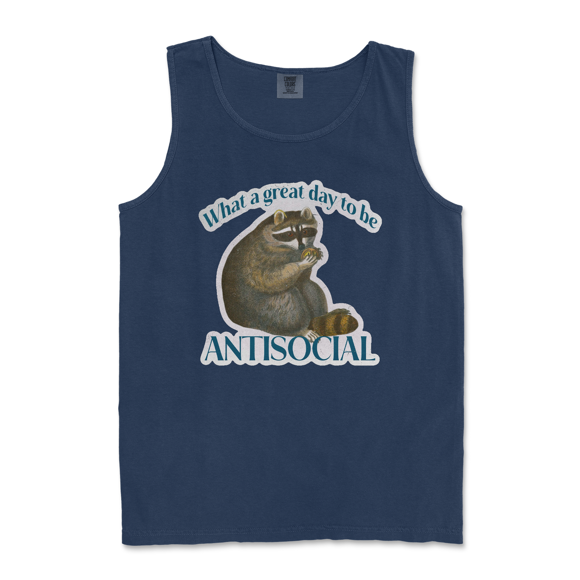 Comfort Colors Tank Top Antisocial in True Navy