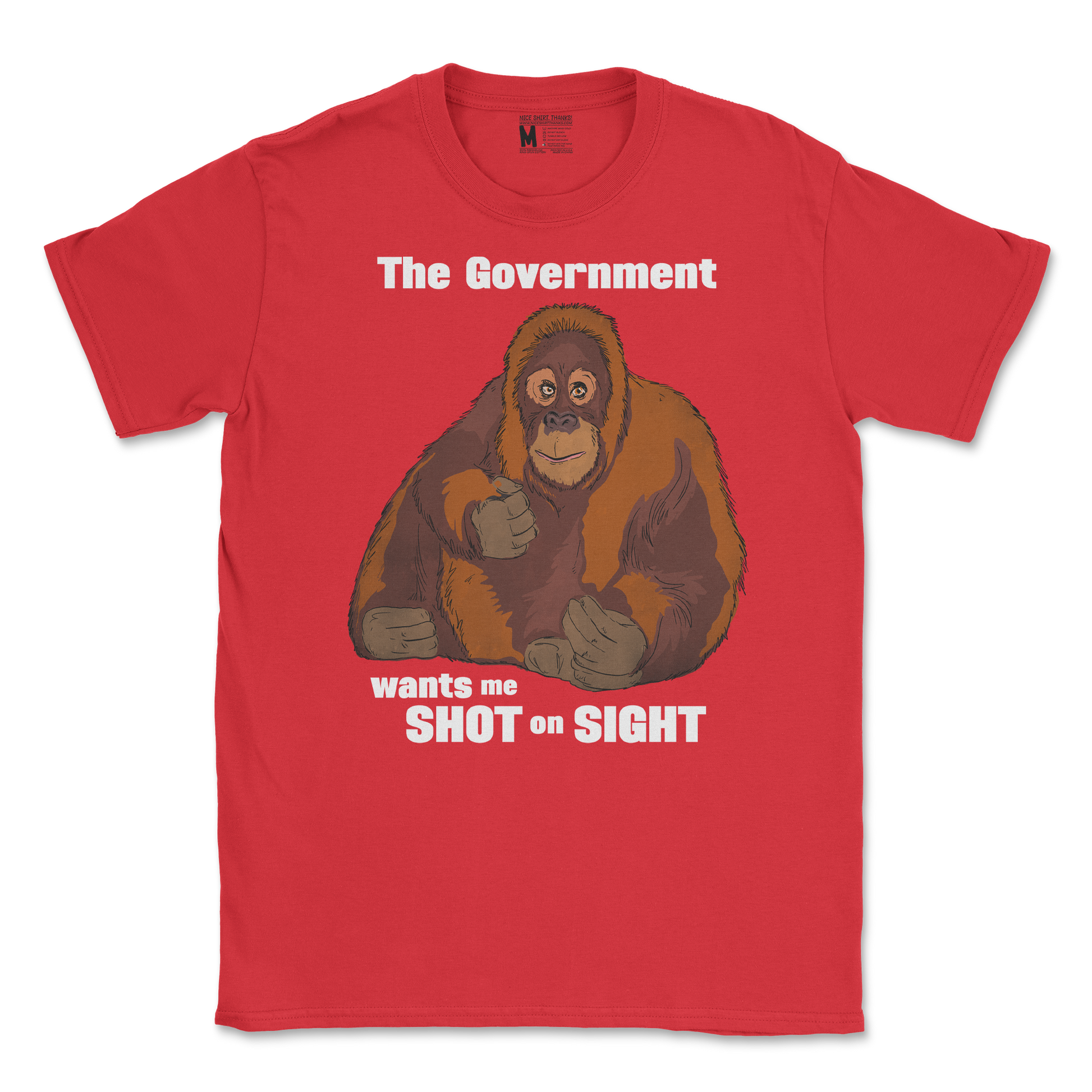 Gildan SoftStyle T-Shirt The Government Hates Me  in Red