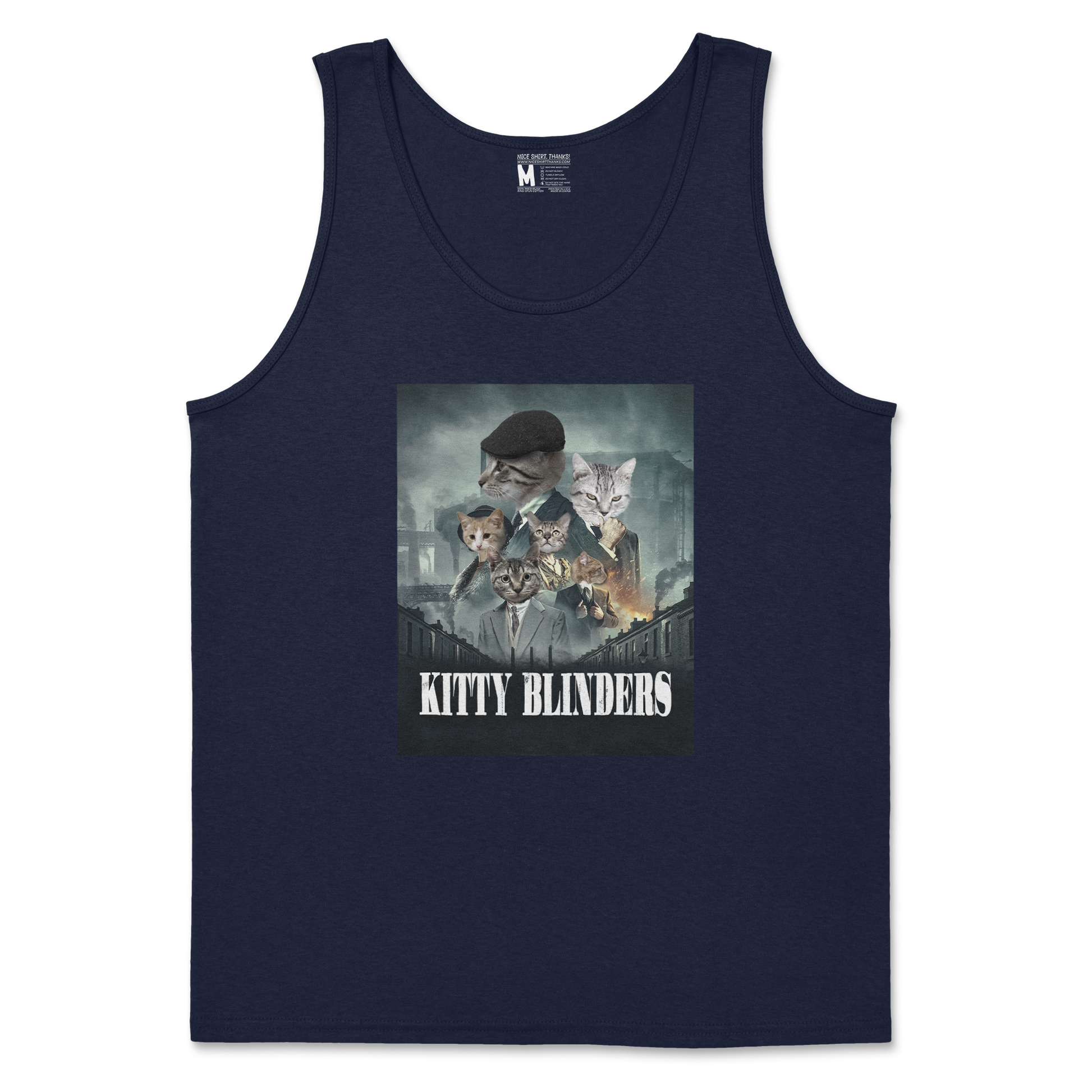 Gildan SoftStyle Tank Top Kitty Blinders in Navy