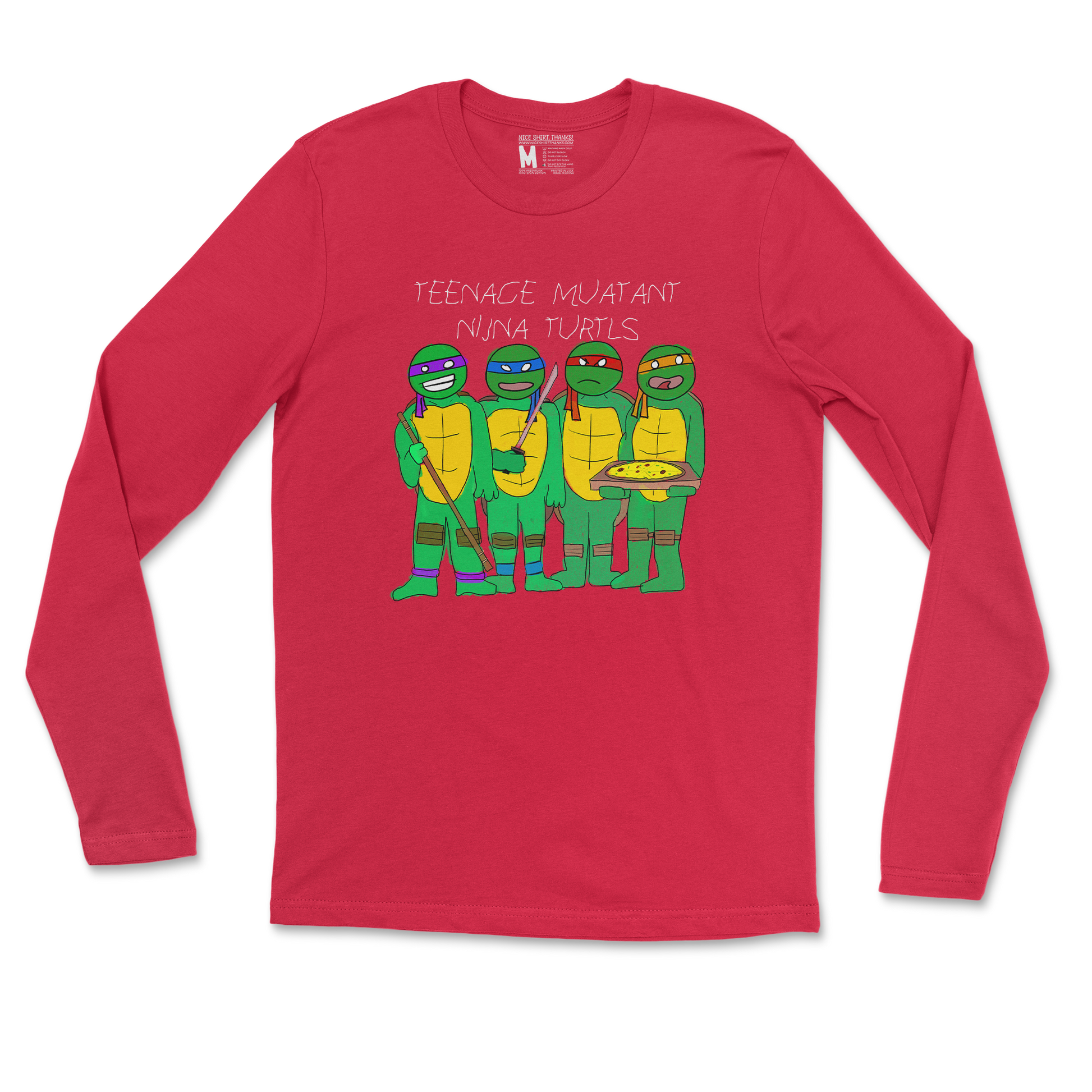 Gildan SoftStyle Long Sleeve Ninja Turtles in Red