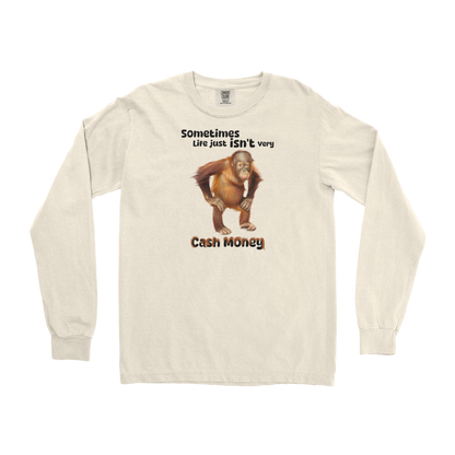 Comfort Colors Long Sleeve Cash Money Monkey  in Ivory