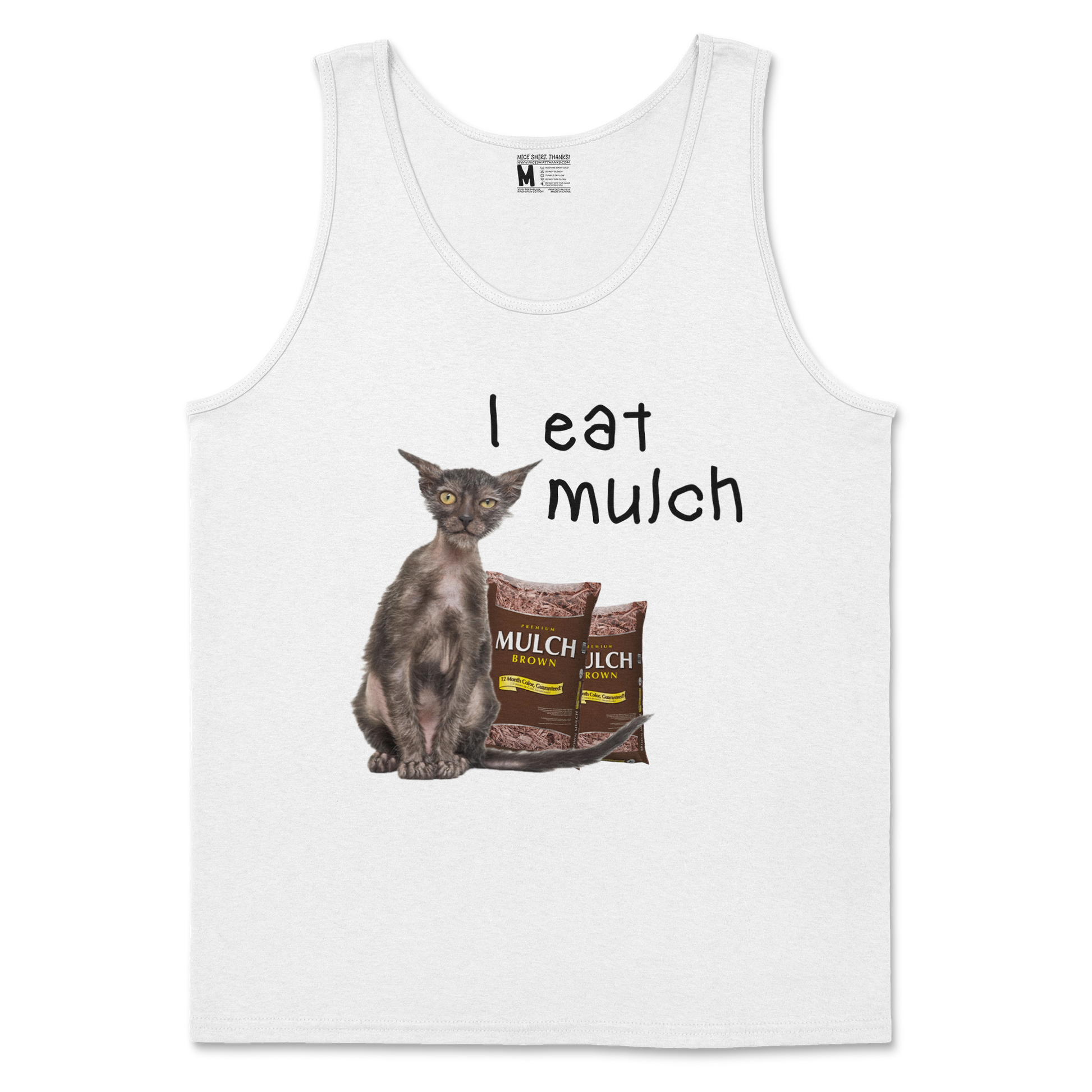 Gildan SoftStyle Tank Top I Eat Mulch in White