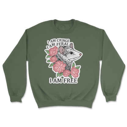 The Nice Shirt Crew Neck I Am Cringe  in Military-Green