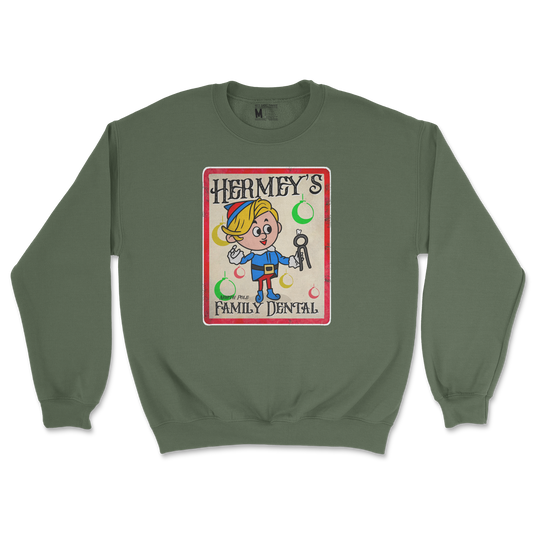 Gildan SoftStyle Crew Neck Hermey's Family Dental  in Military-Green