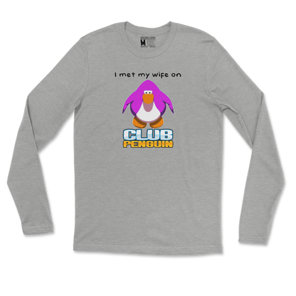 Gildan SoftStyle Long Sleeve Club Penguin Wife  in Heather-Gray