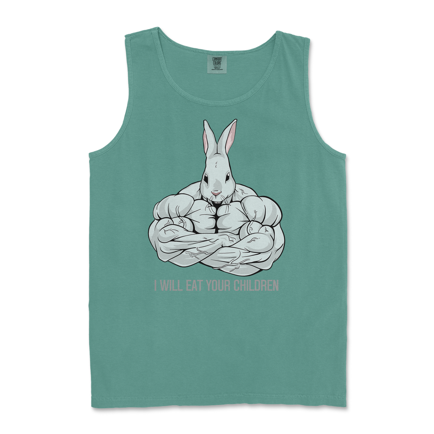 Comfort Colors Tank Top Scary Rabbit in LightGreen