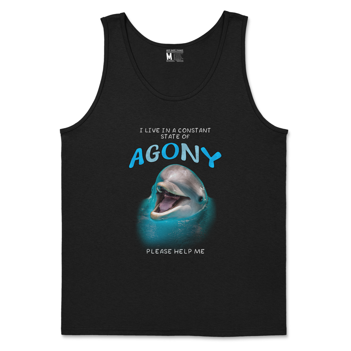 Gildan SoftStyle Tank Top Agony Dolphin in Black