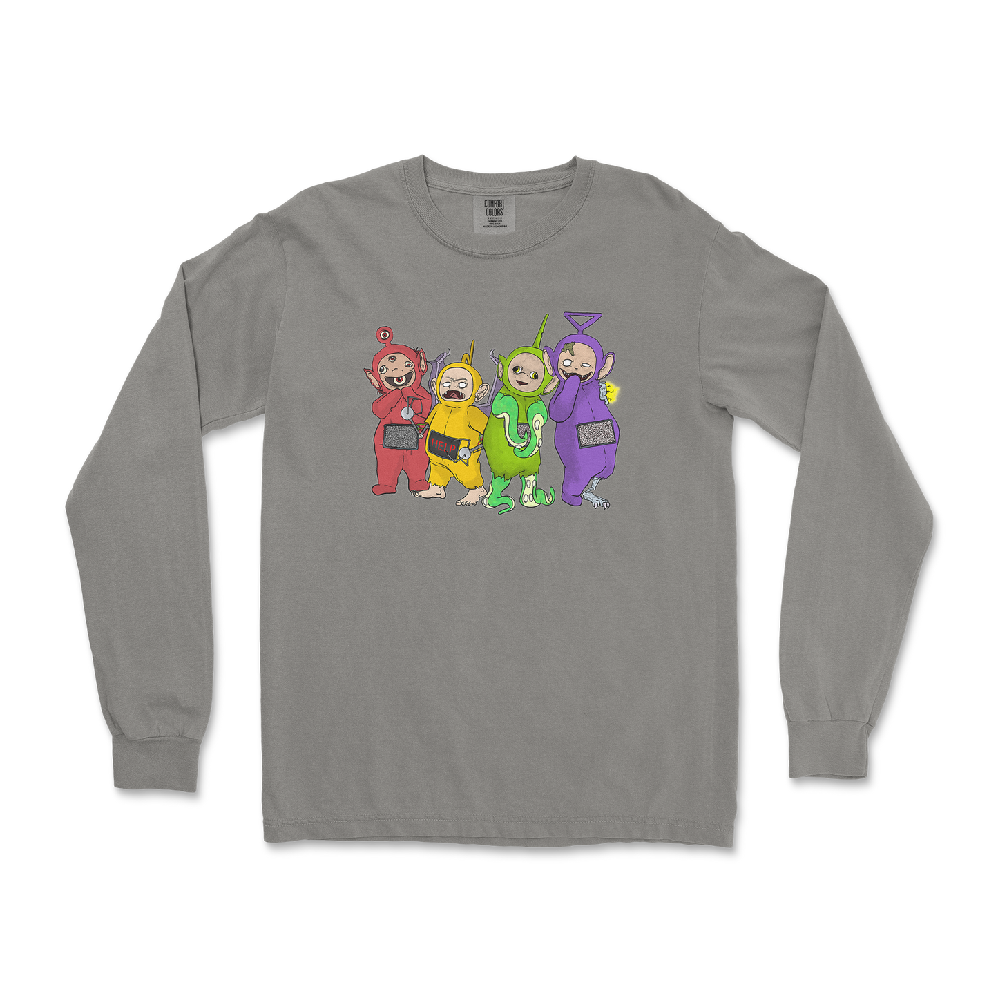 Comfort Colors Long Sleeve Telatubbies in Grey