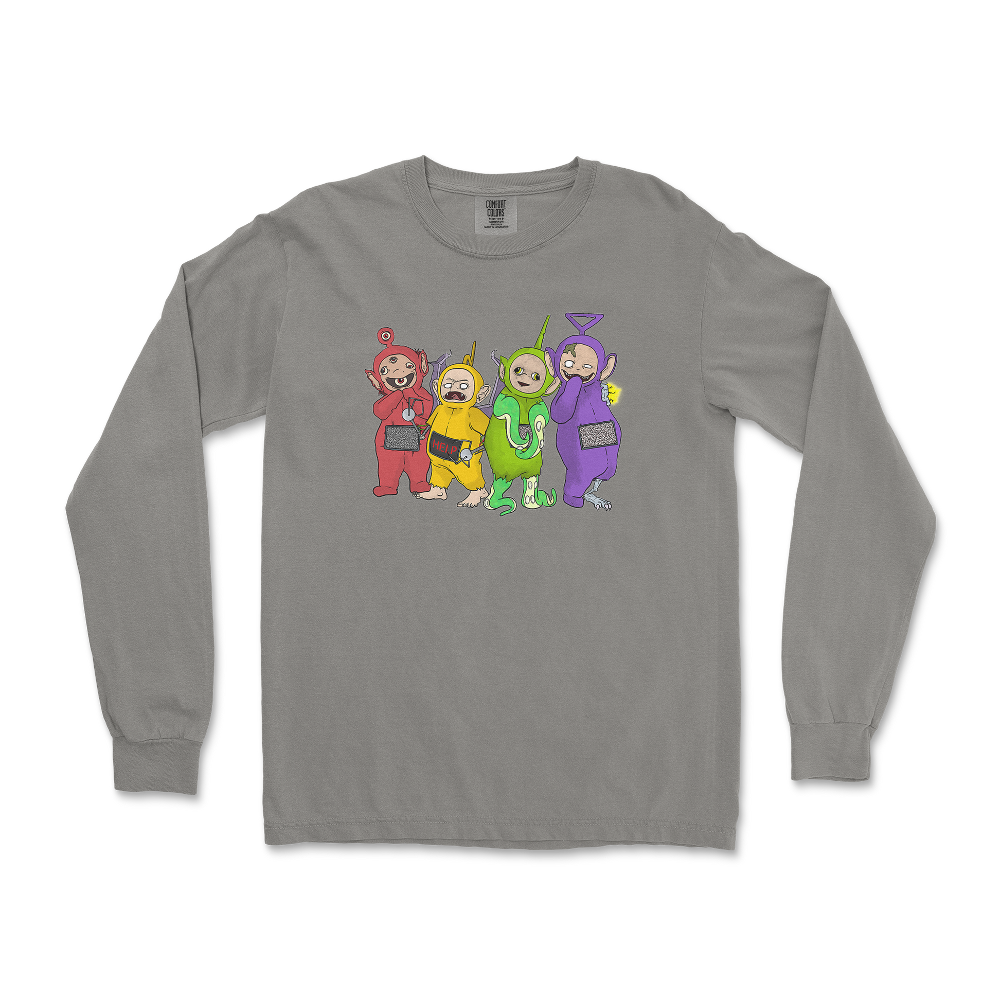 Comfort Colors Long Sleeve Telatubbies in Grey