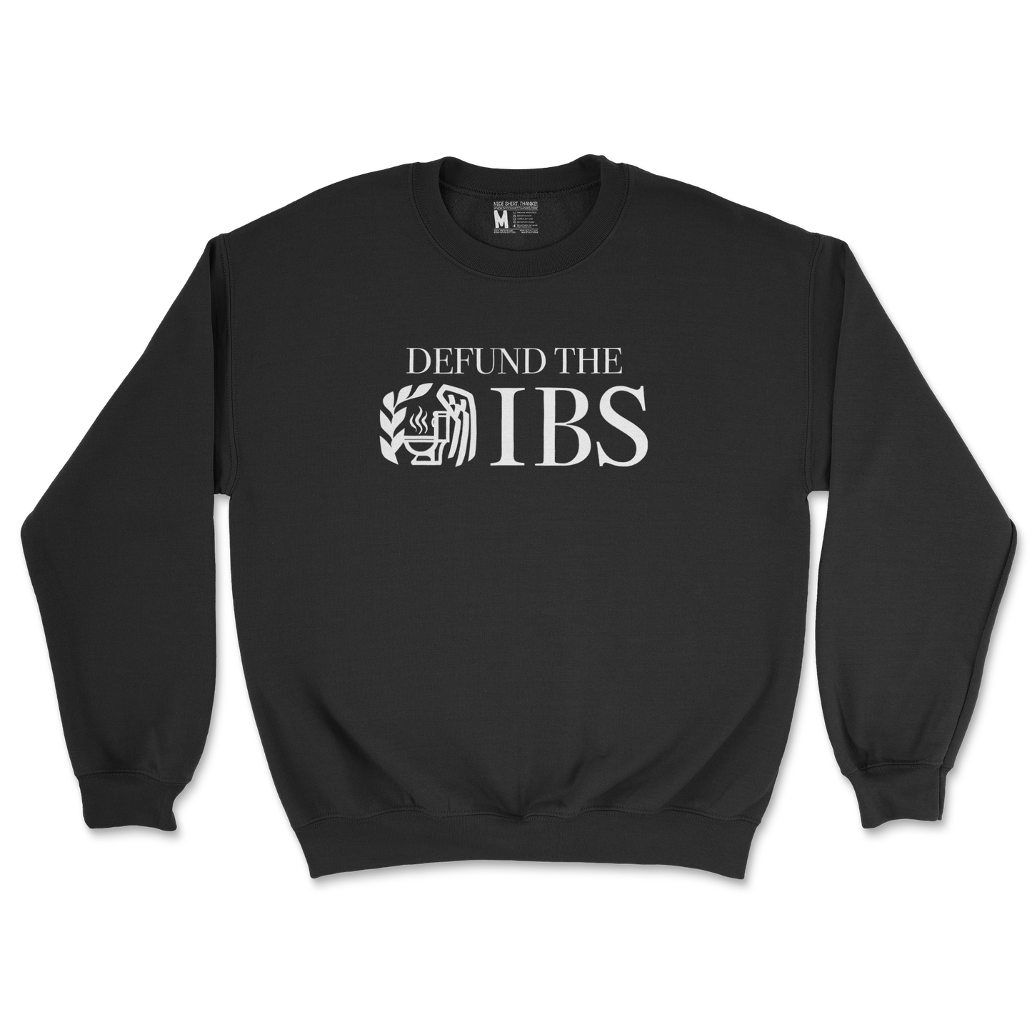 Gildan SoftStyle Crew Neck Defund The IBS in Black