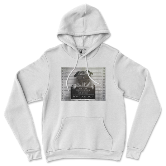 Gildan SoftStyle Hoodie Naughty Pug in White