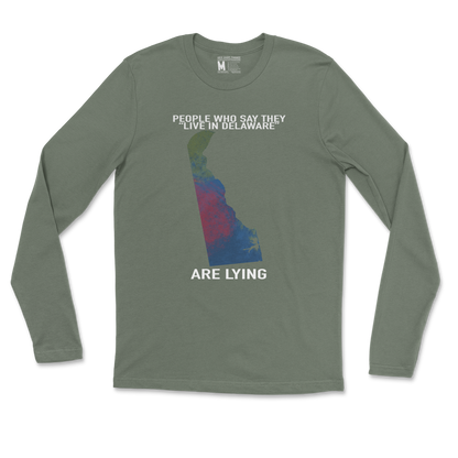 Gildan SoftStyle Long Sleeve Delaware Doesnt Exist in Military Green