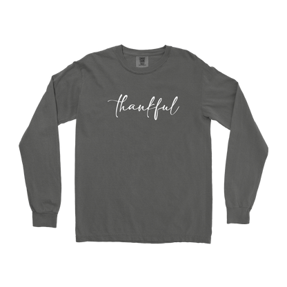 Comfort Colors Long Sleeve Thankful  in Pepper