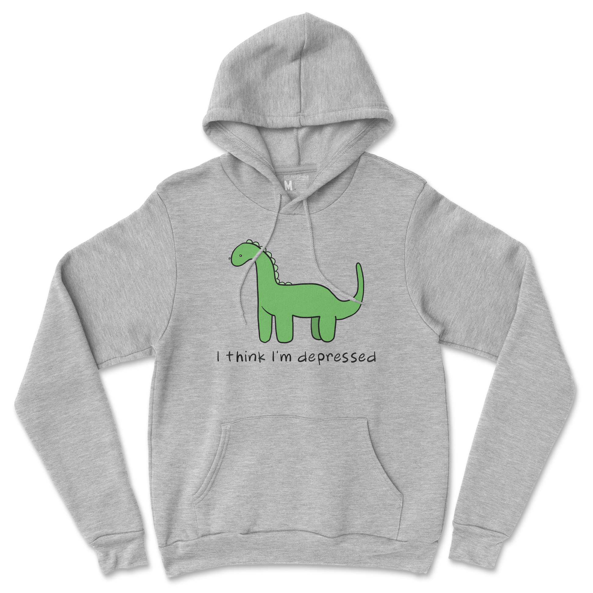 Gildan SoftStyle Hoodie Depressed Dino  in Grey-Heather