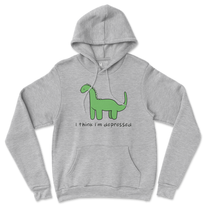 Gildan SoftStyle Hoodie Depressed Dino  in Grey-Heather