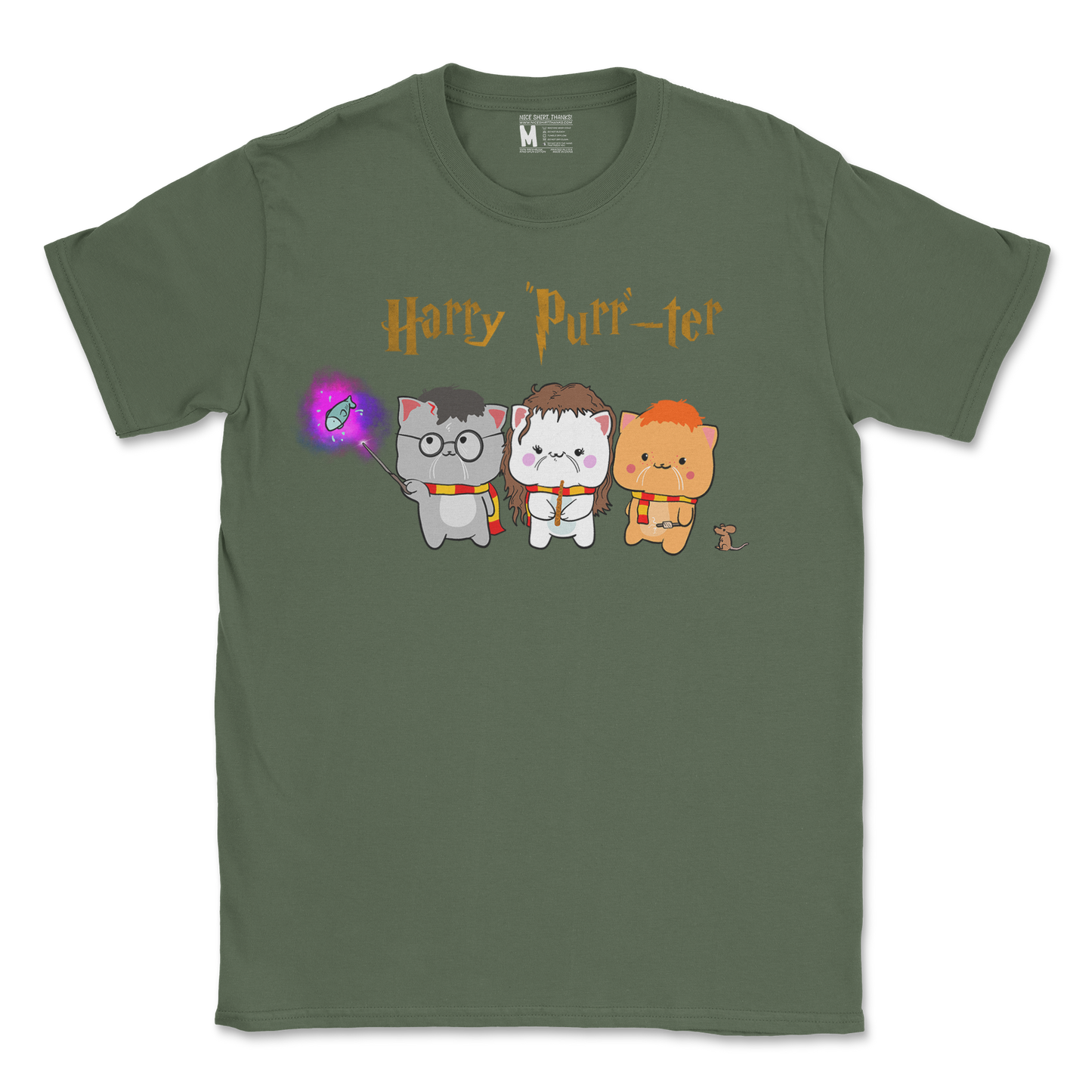 Gildan SoftStyle T-Shirt Harry Purrter in Military Green