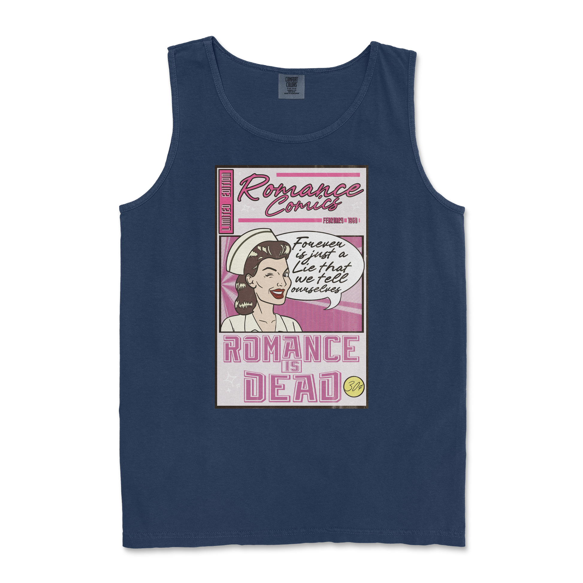 Comfort Colors Tank Top Romance is Dead in True-Navy