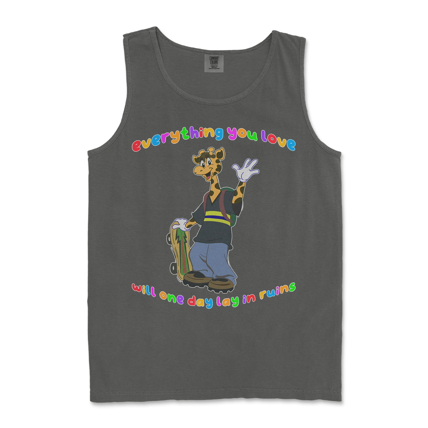 Comfort Colors Tank Top Jerry the Giraffe in Pepper