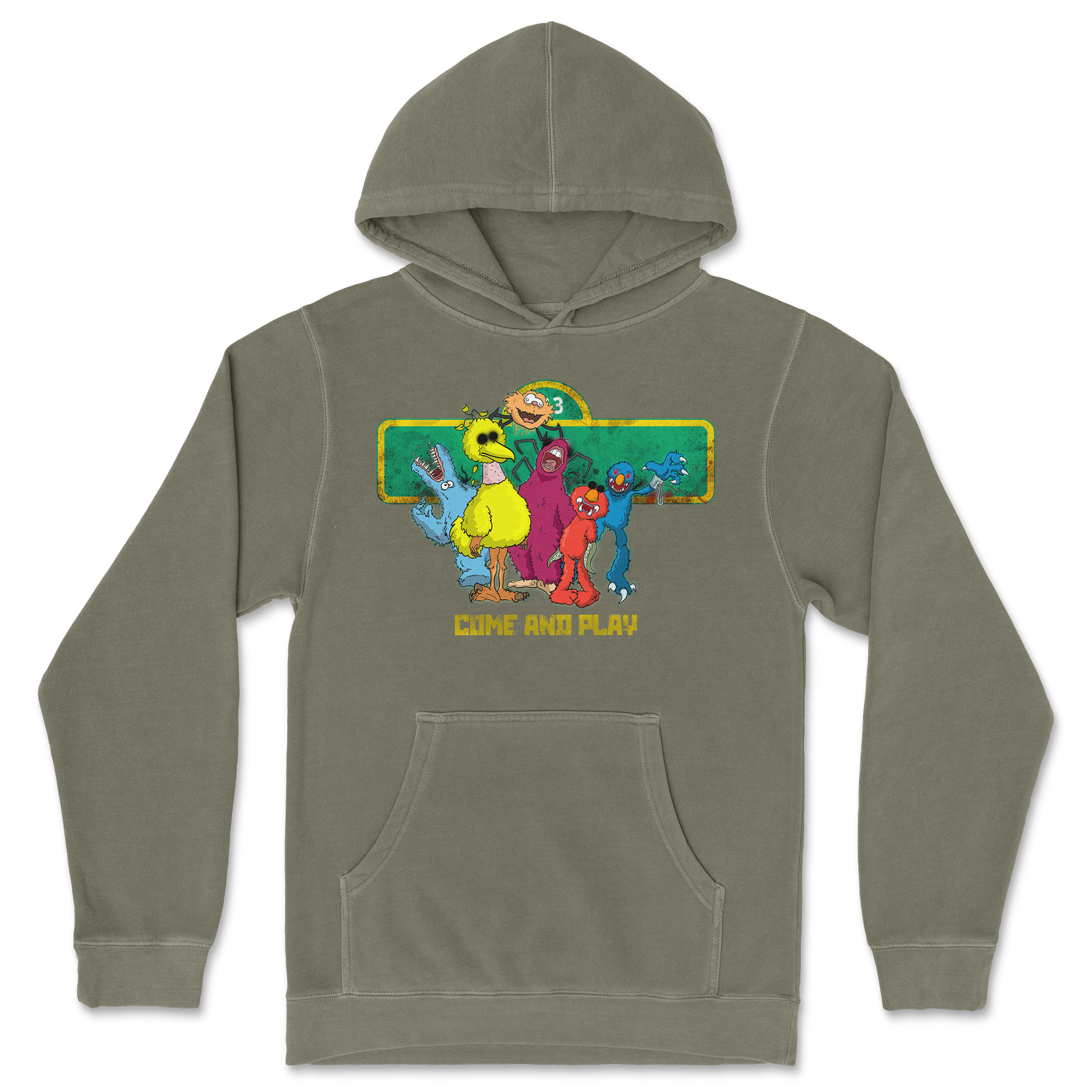 Independent Clothing Co. Hoodie Cursed Sesame Street in Olive