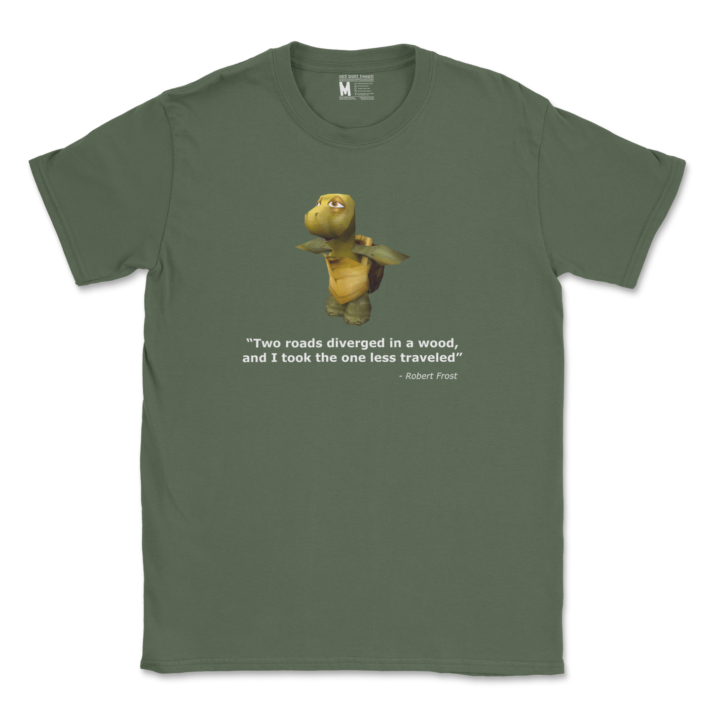 Gildan SoftStyle T-Shirt Robert Frost Quote in Military Green