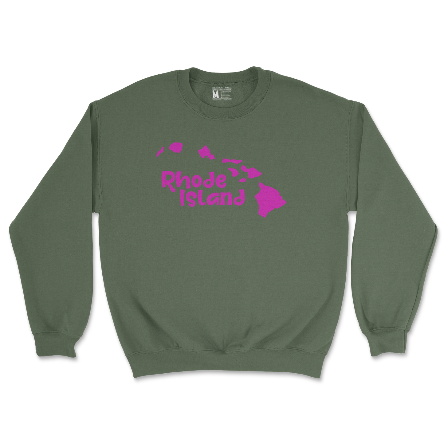 Gildan SoftStyle Crew Neck Rhode Island in Military Green