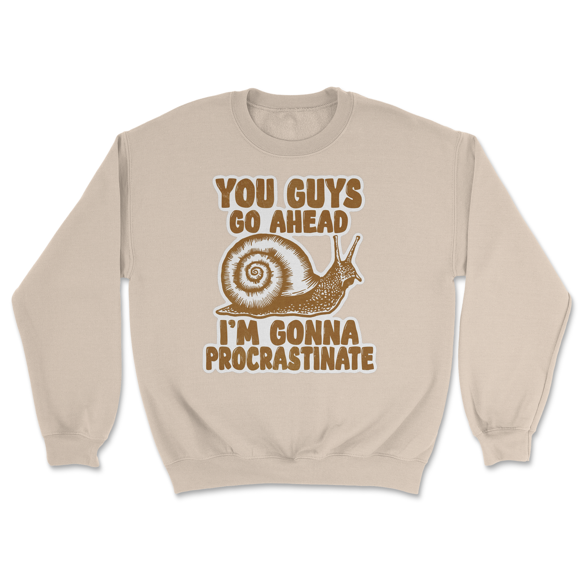 The Nice Shirt Crew Neck Procrastinating Snail  in Sand