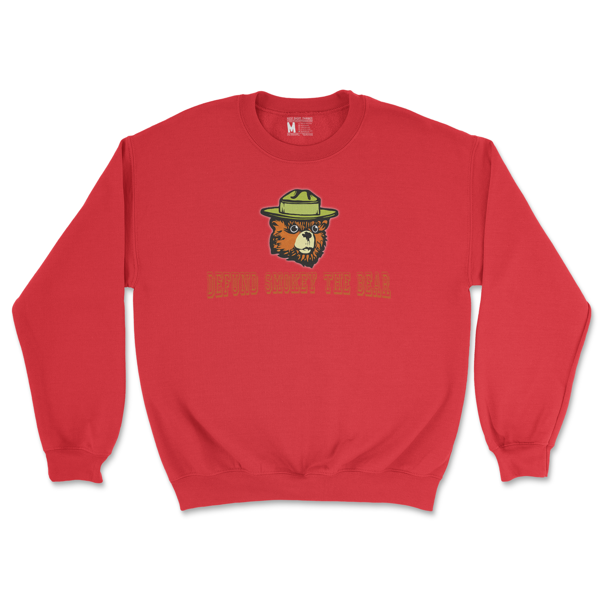 Heavy Blend Crew Neck Defund Smokey Bear in Red