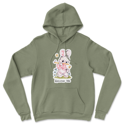 Heavy Blend Hoodie Cute Bunny in Military Green