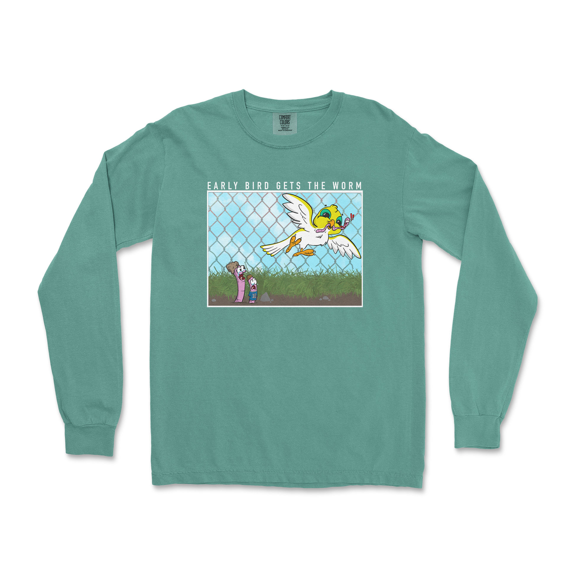 Comfort Colors Long Sleeve Early Bird in LightGreen