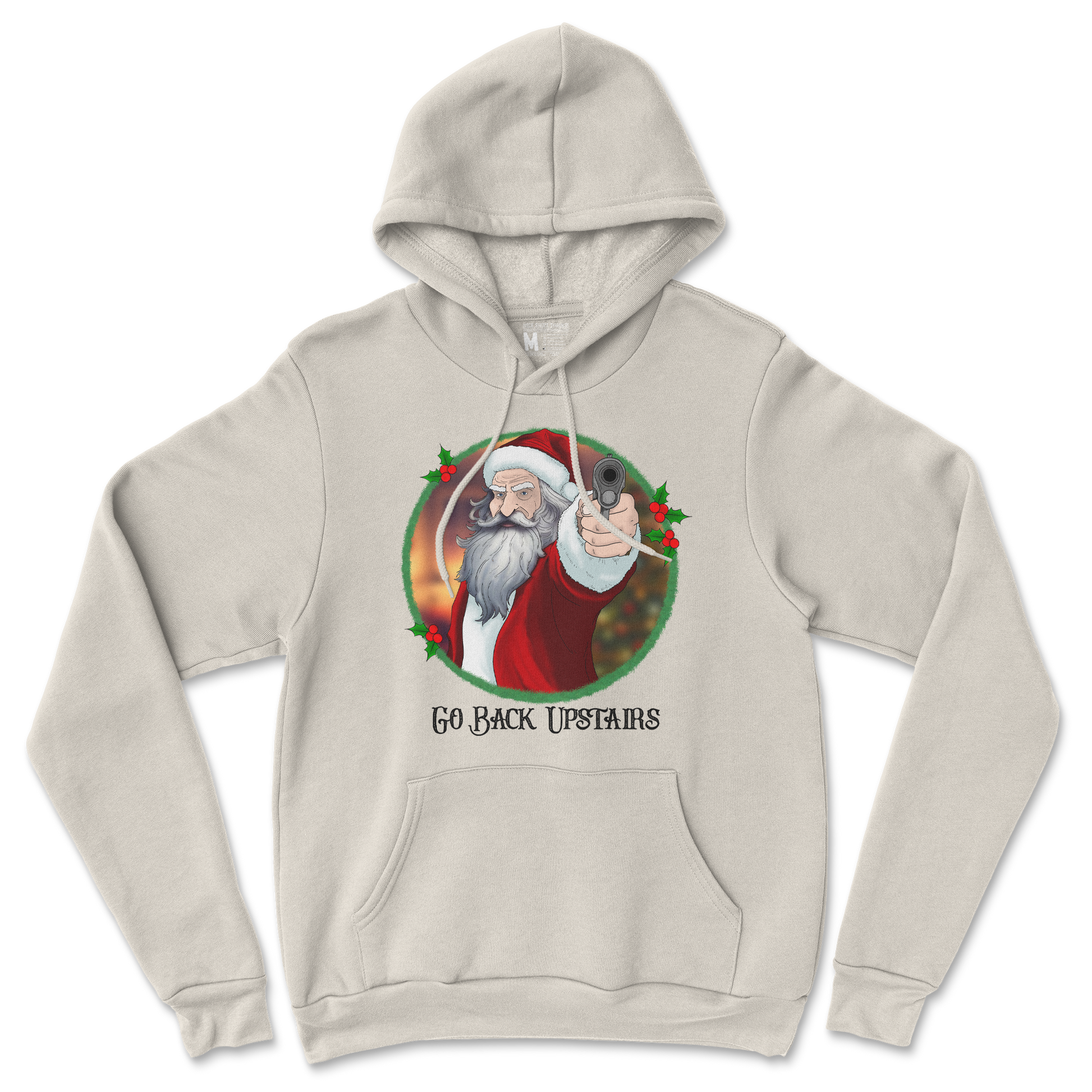 Gildan SoftStyle Hoodie Angry Santa  in Sand