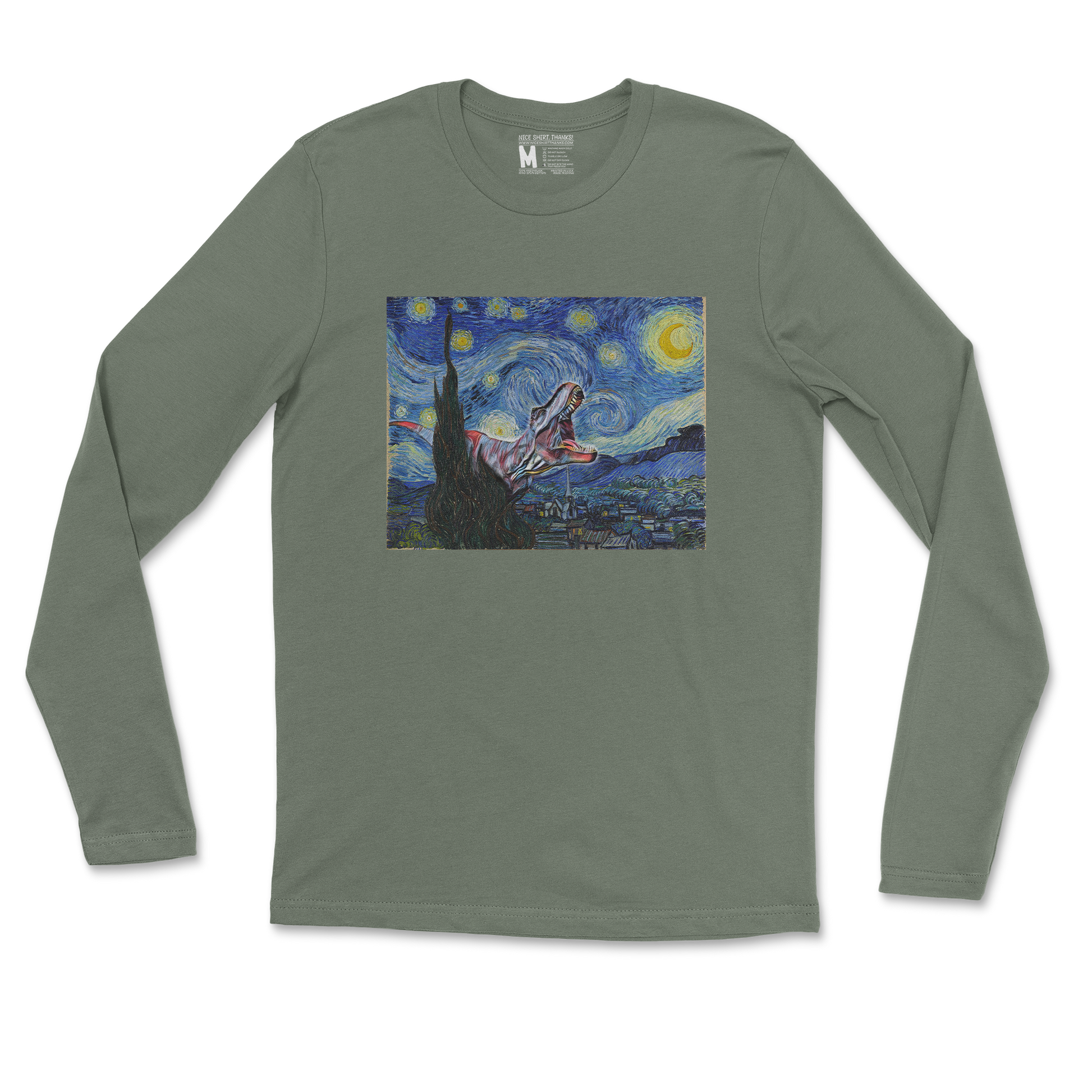 Gildan SoftStyle Long Sleeve Van Gogh but Cooler in Military Green